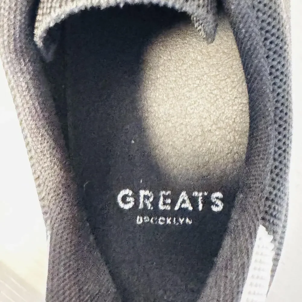 Greats Shoes Mens 10.5 Black White Knit Brooklyn Low Top Casual Lace Up Sneakers